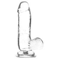 Addiction Crystal - transparentní dildo s varlaty - 15 cm