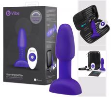 b-Vibe Rimming - rotační anální vibrátor s korálky (fialový)