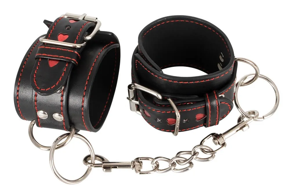 Bad Kitty - Heart Handcuffs (Black-Red)