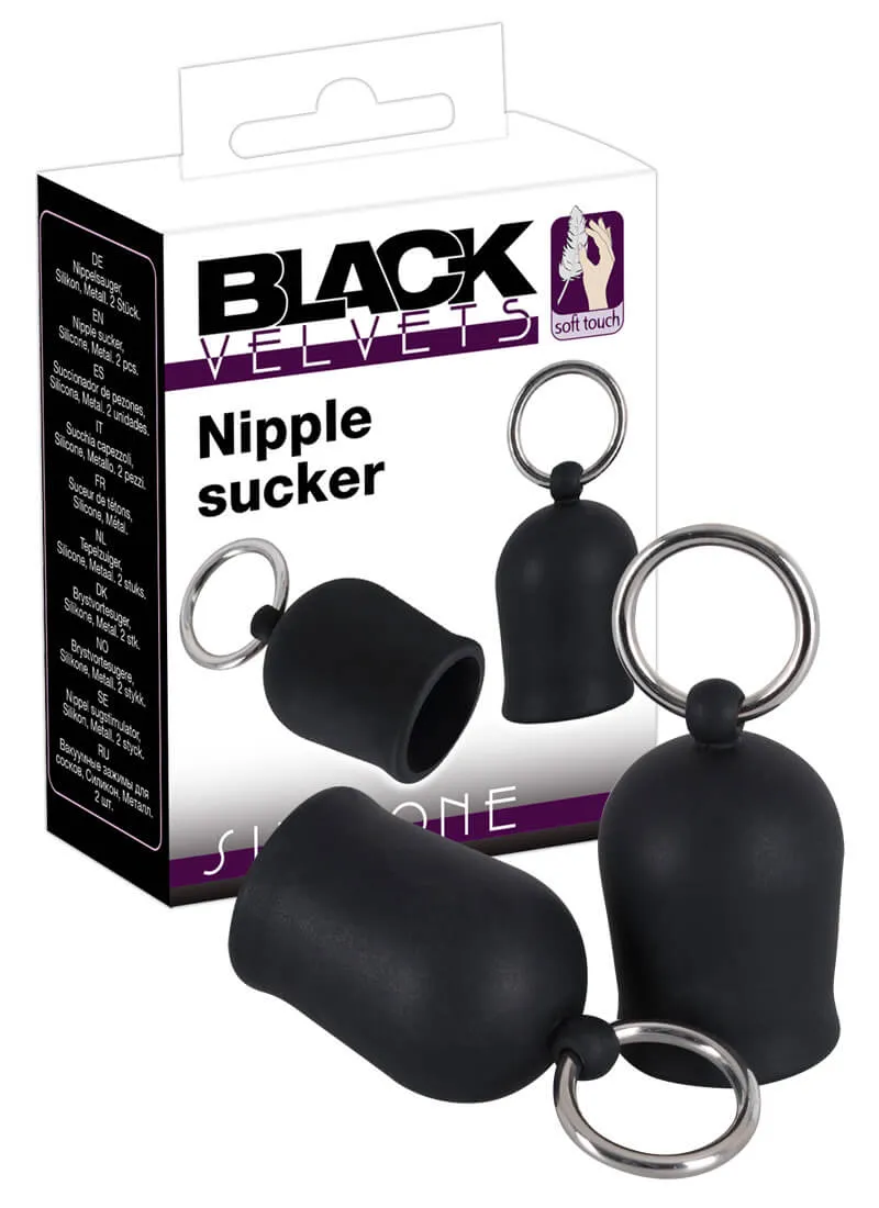 Black Velvet - Metal Ring Nipple Sucker (Black)