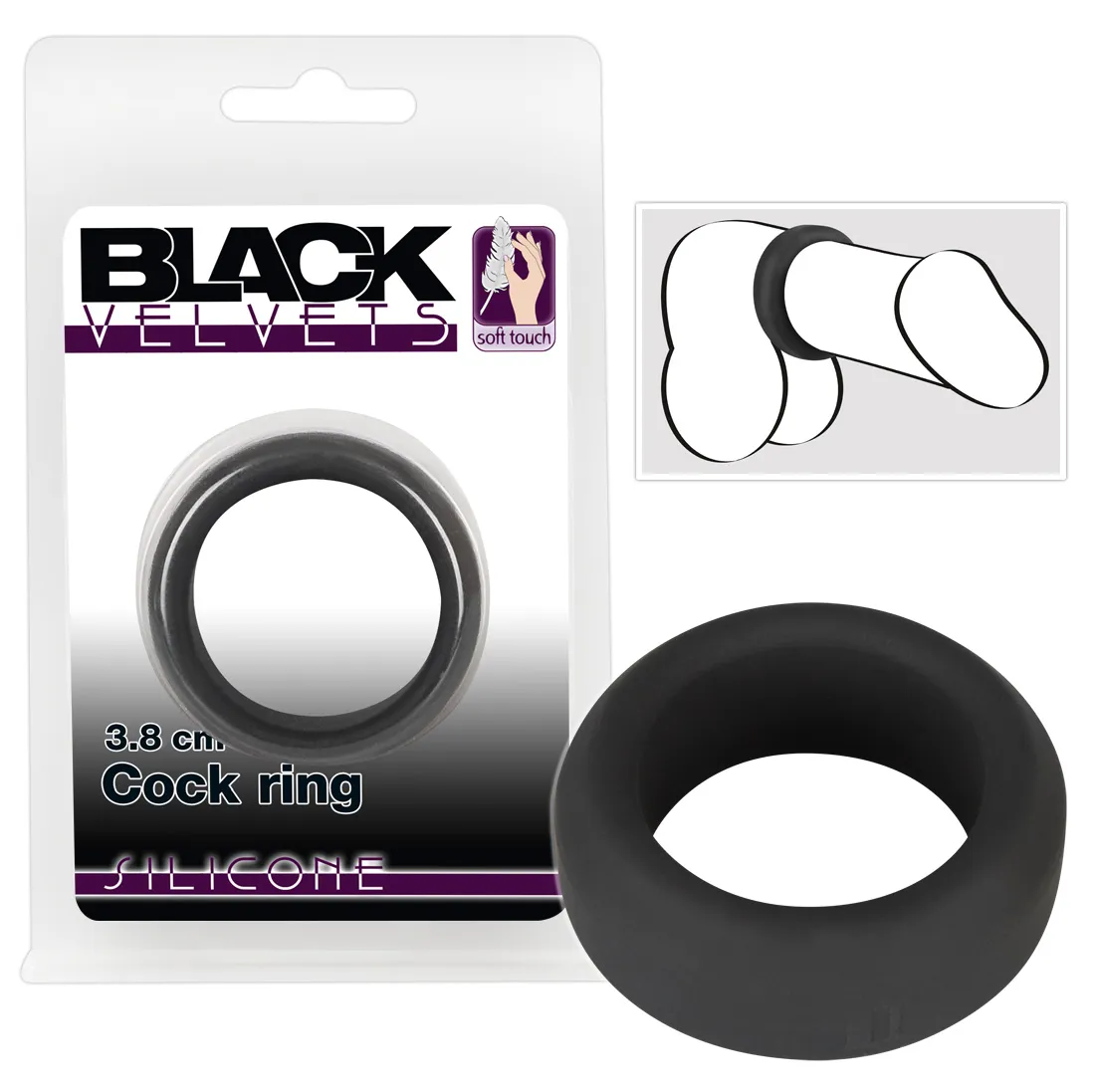 Black Velvet - Thick Penis Ring (3.8cm) - Black