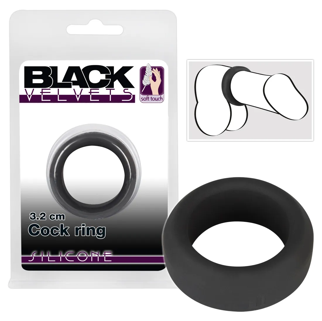 Black Velvet - Thick Wall Cock Ring (3.2cm) - Black