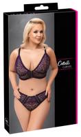 Cottelli Curves Plus Size - průsvitná vzorovaná souprava podprsenky (fialová) - 2XL