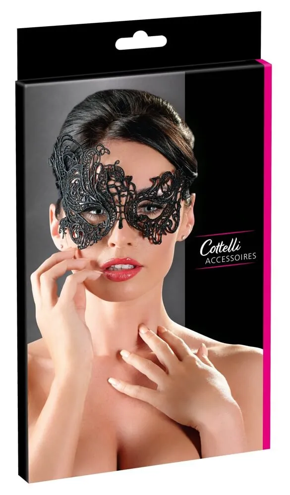 Cottelli - Embroidered Asymmetrical Mask (Black)