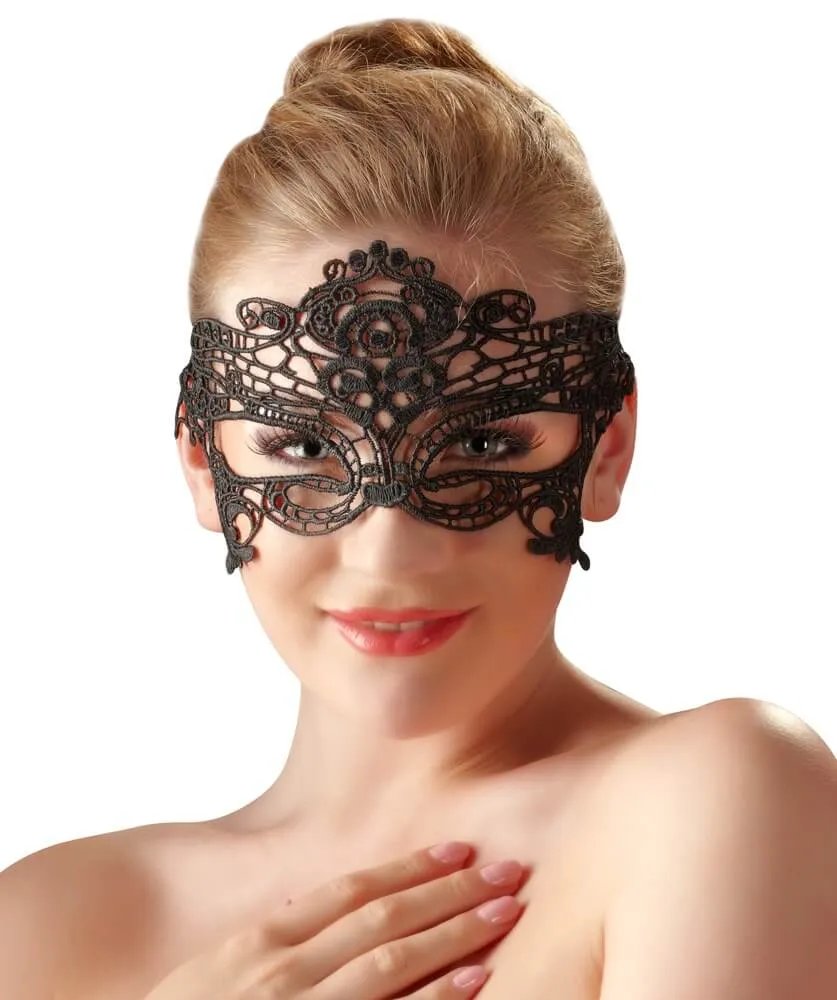 Cottelli - Embroidered Lace-Effect Eye Mask (Black)