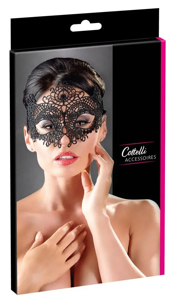 Cottelli - Embroidered Lace-Effect Mask (Black)