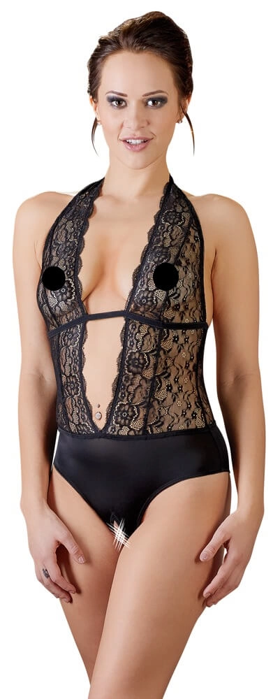 Cottelli - Lace Halterneck Bodysuit (Black)