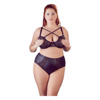 Cottelli Plus Size - křížená podprsenka a kalhotky (černé) - 85E/L