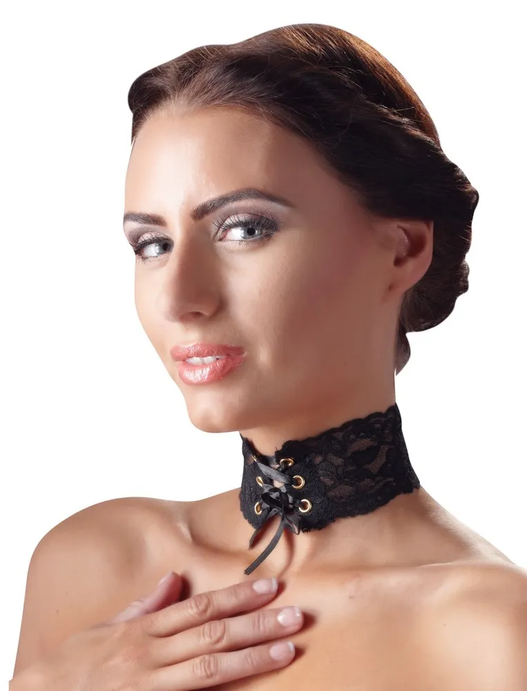 Cottelli - Wide Lace Choker (Black)