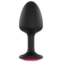 Dorcel Geisha Plug Ruby L - anální kolík s růžovým kamenem (černý)