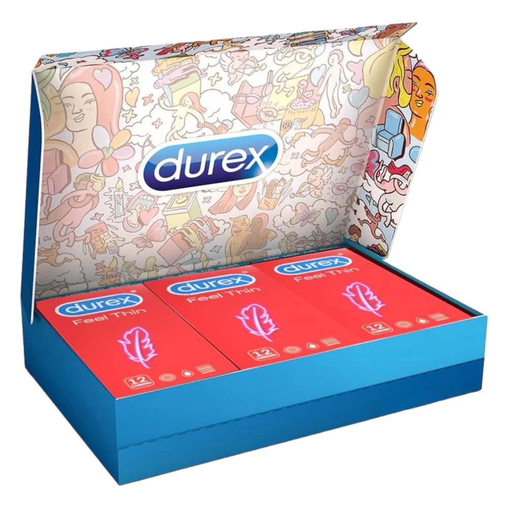 Durex Feel Thin - Real Feel Condom Pack (3 x 12 pcs)