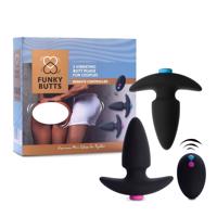 FEELZTOYS Funkybutts - černý anální vibrační set s rádiovým ovládáním