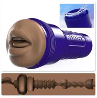 Fleshlight Boost Blow - realistický masturbátor do úst (hnědý)