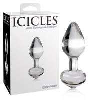 Icicles No. 44 – kuželové, skleněné anální dildo (průhledné)