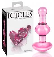 Icicles No. 75 - skleněné anální dildo ve tvaru srdce (růžové)