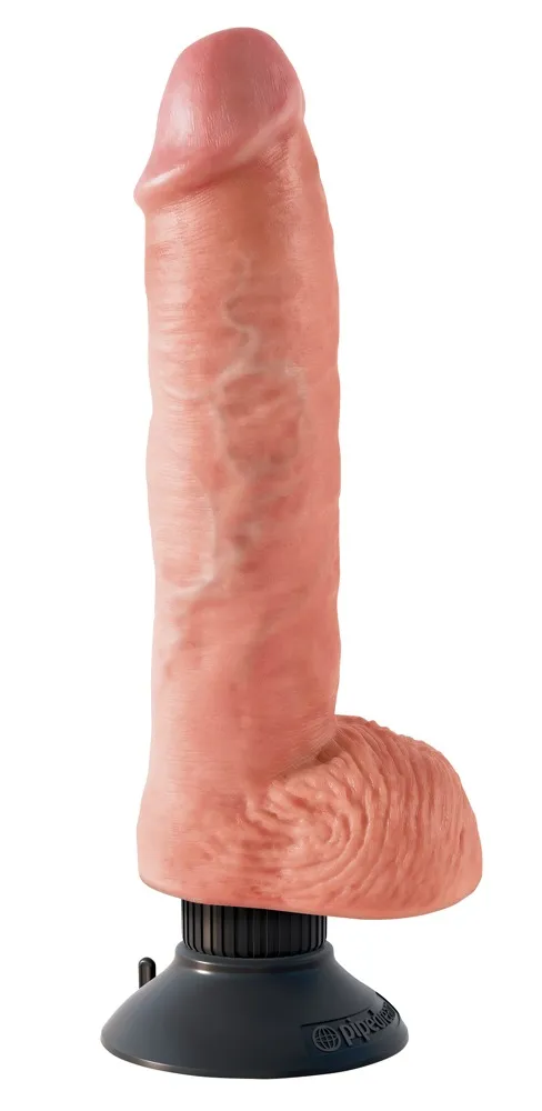 King Cock 10" Flexible Suction Cup Vibrator (10 inches) - Natural