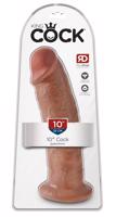 King Cock 10 - velké dildo se varlaty s přísavkou (25cm) - tmavě přírodní