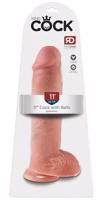 King Cock 11 - velké připínací, testikulární dildo (28 cm) - přírodní