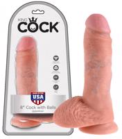 King Cock 8 dildo se semenníkmy (20 cm) - tělová barva