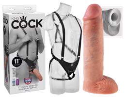 King Cock Strap-on 11 - duté dildo s popruhem (28 cm)