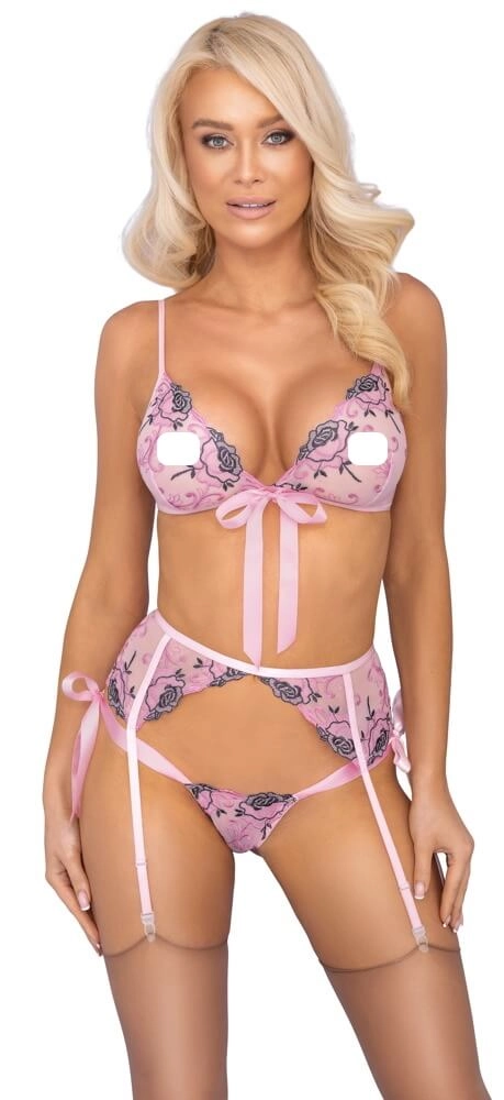 Kissable - Rose Embroidered Lingerie Set (Pink)