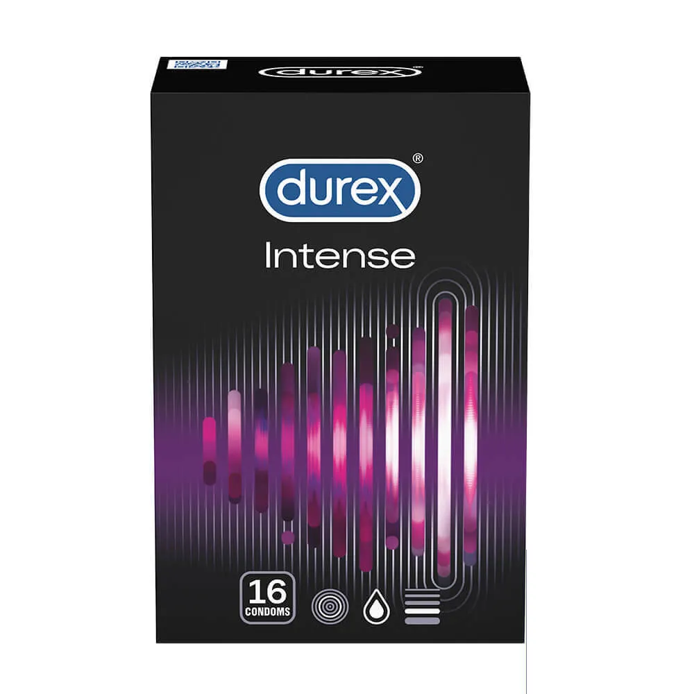 Kondóm s vrúbkovaným a bodkovaným povrchom Durex Intense Orgasmic 16 ks