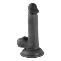 Mr. Rude - připínací dildo s varlaty - 17 cm (černé)