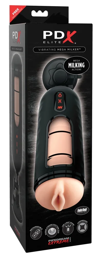 PDX Elite Mega Milker - Vibrating Masturbator (Black)