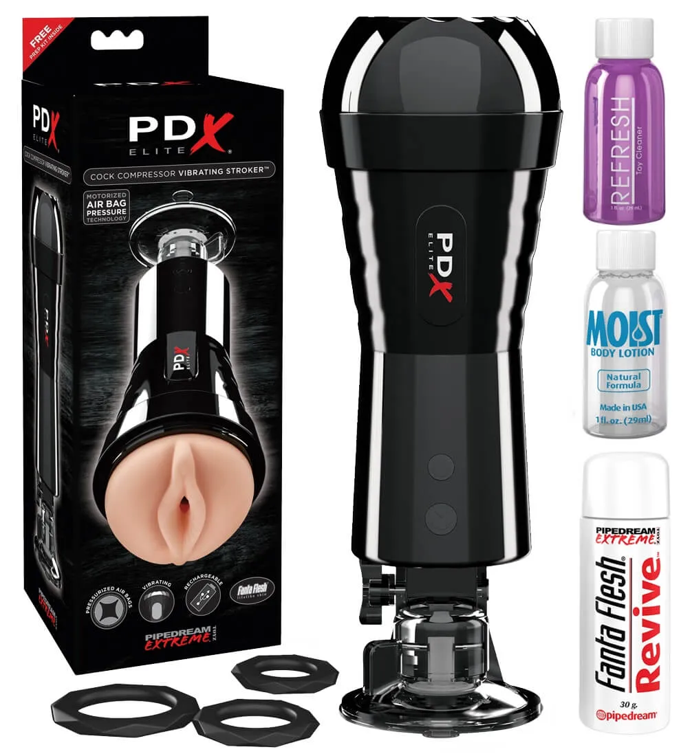 PDX Suction Vibrating Pussy Masturbator (Black)