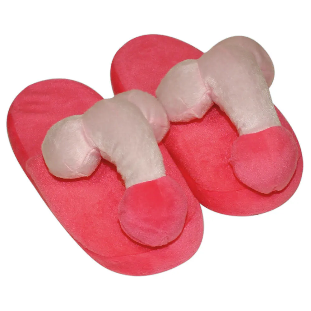 Pink Plush Penis Slippers