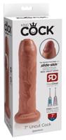 Pipedream King Cock 7 Uncut - realistické dildo (18cm) - tmavá tělová barva&quot;