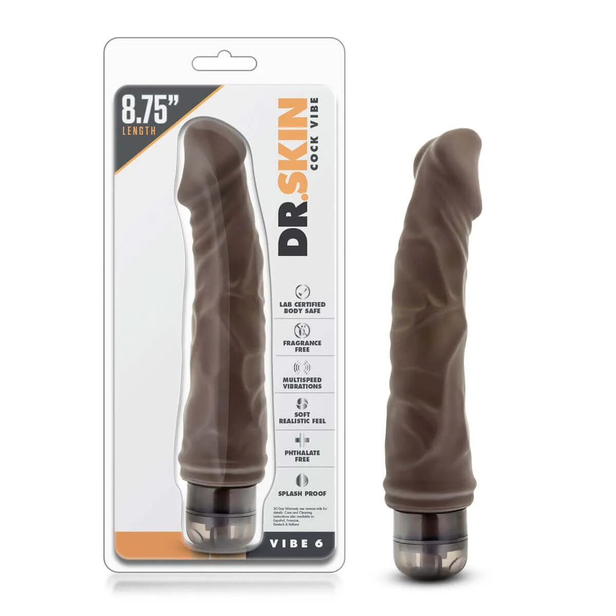 Realistický vibrátor Dr. Skin Cock Vibe no6 má 22,2cm a výrazný žaluď