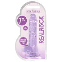 REALROCK - průhledné realistické dildo - fialové (17 cm)