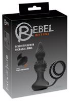 Rebel 2v1 - dobíjecí rádiem řízený anální vibrátor s kroužkem na penis (černý)