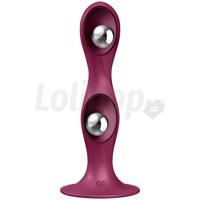 Satisfyer Double Ball R silikonové dildo s vibračními kuličkami bordové