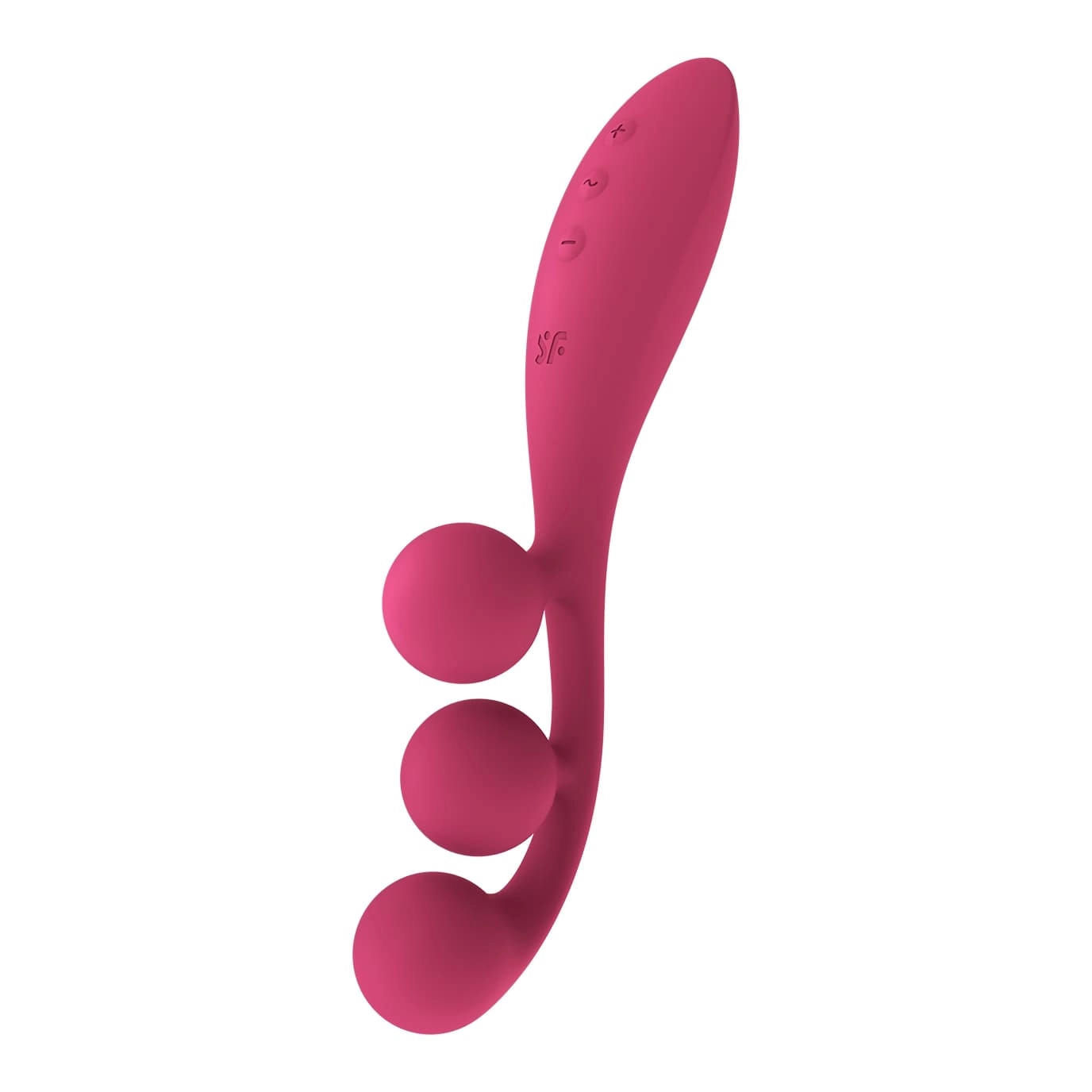 Satisfyer Tri Ball 1 je inovatívny dobíjací multi vibrátor, červenej farby, s flexibilnými silikónovými časťami a trojitým potešením vďaka trom výkonným motorom. Jeho multifunkčný dizajn ponúka 10 vibračných režimov a 5 úrovní intenzity pre 50 možných kombinácií, čím uspokojuje rôzne potreby a poskytuje jemný dotyk a všestranné použitie. S odolnosťou voči vode a zabudovanou batériou je ideálny pre Vaše potešenie a pohodlné použitie kdekoľvek.