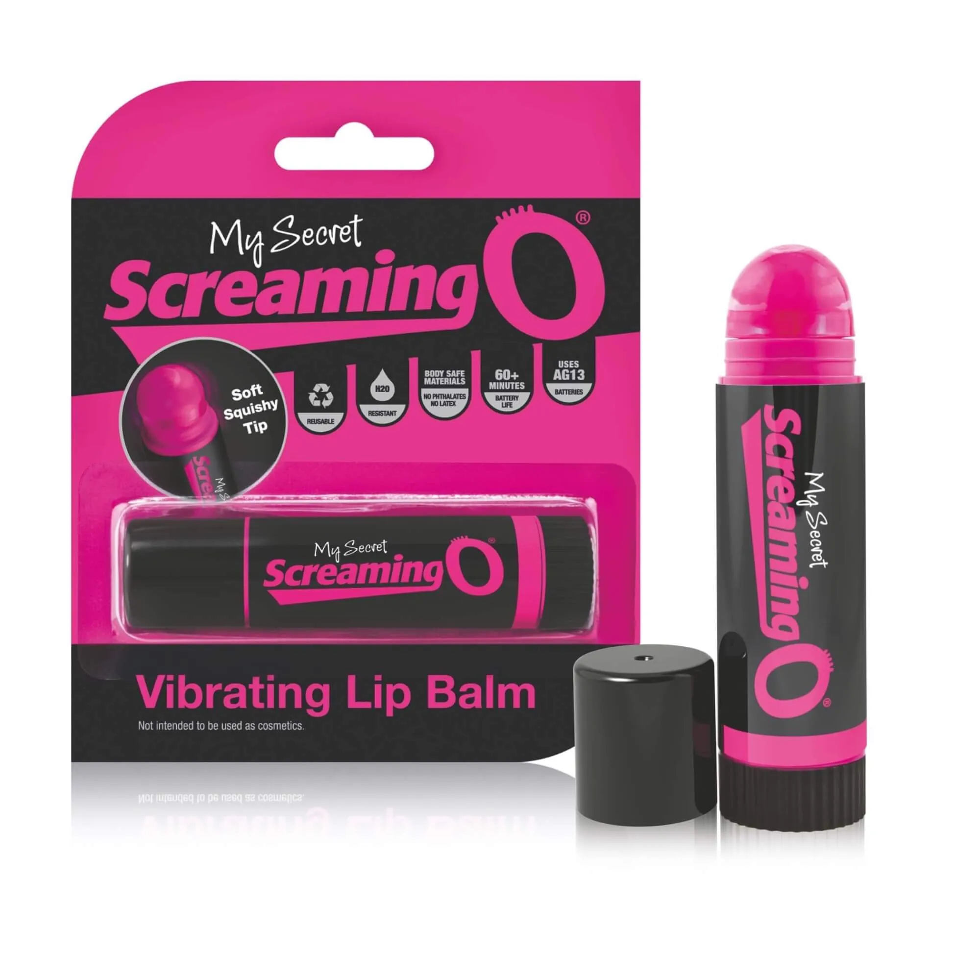 Screaming Lipstick Vibrator - Black and Pink