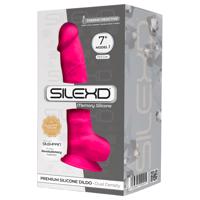 Silexd 7 - tvarovatelné dildo s přísavkou, varlata - 17,5 cm (růžová)