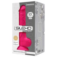 Silexd 9,5 - tvarovatelný dildo s přís. a varlaty - 24cm (růžová)