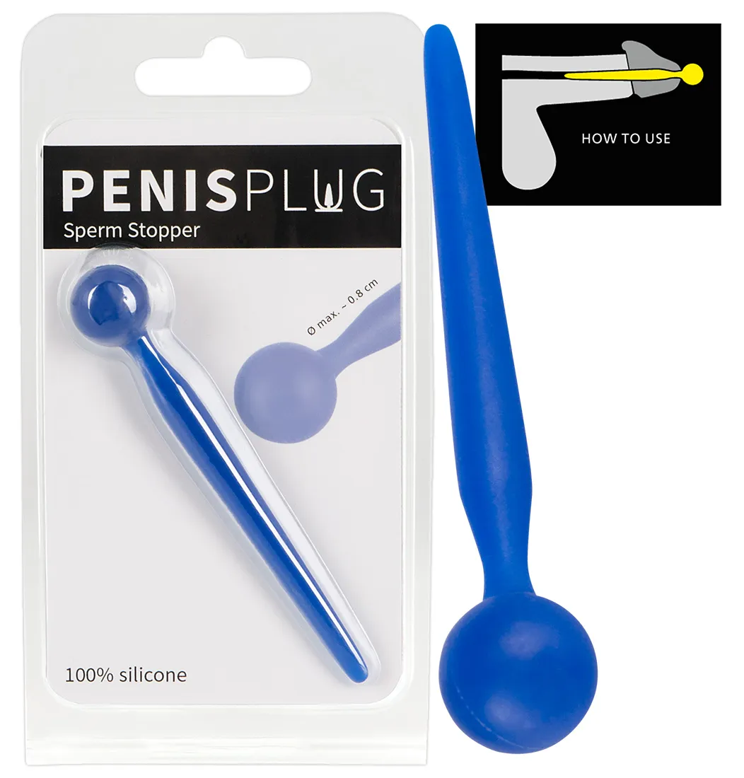 Silicone Urethral Dilator with Sperm Stopper - Ball-shaped Dildo (Blue)