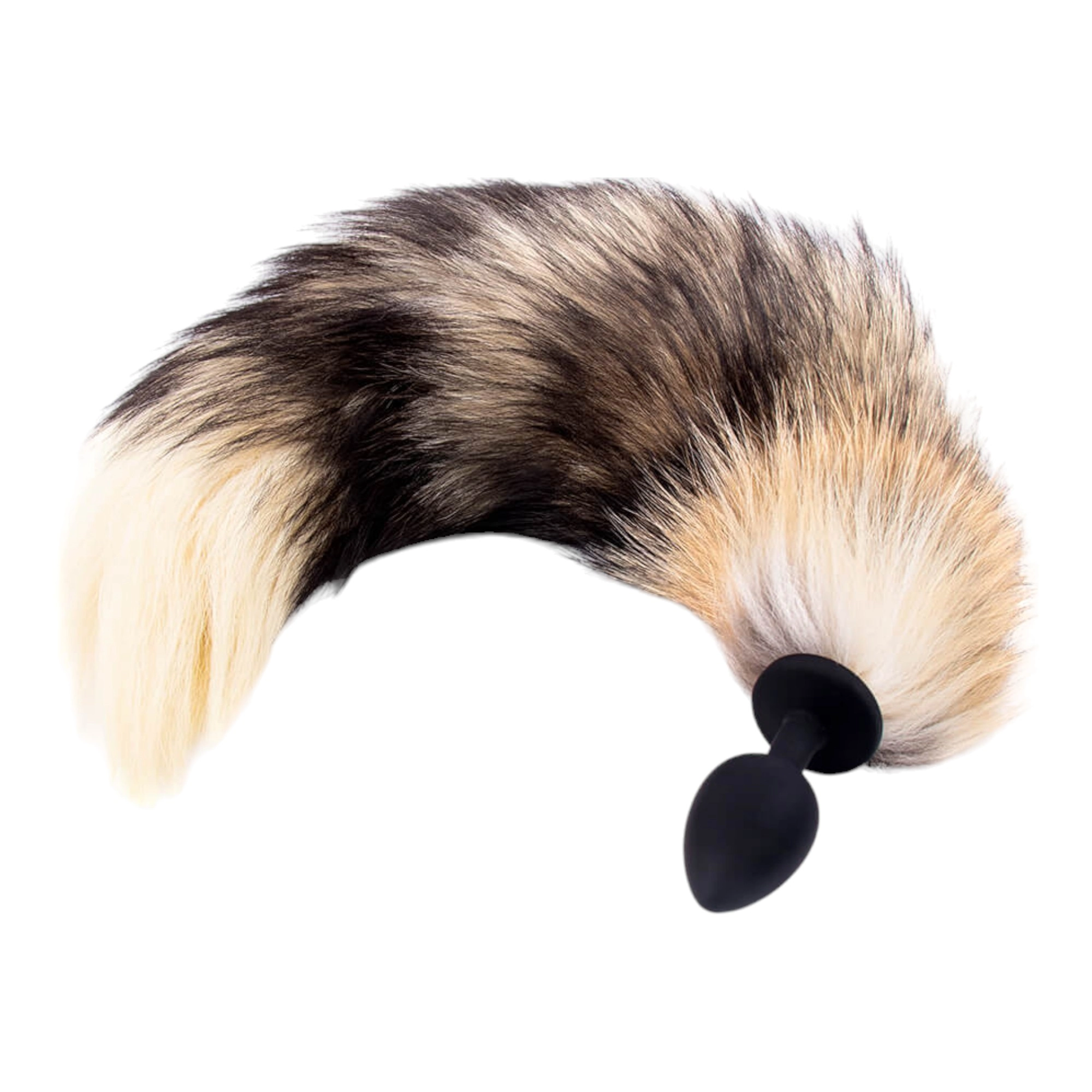 Sunfo - Silicone Anal Dildo with Fox Tail (Black-Red)