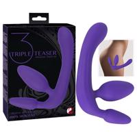 Trojité hands-free připínací dildo (fialové)