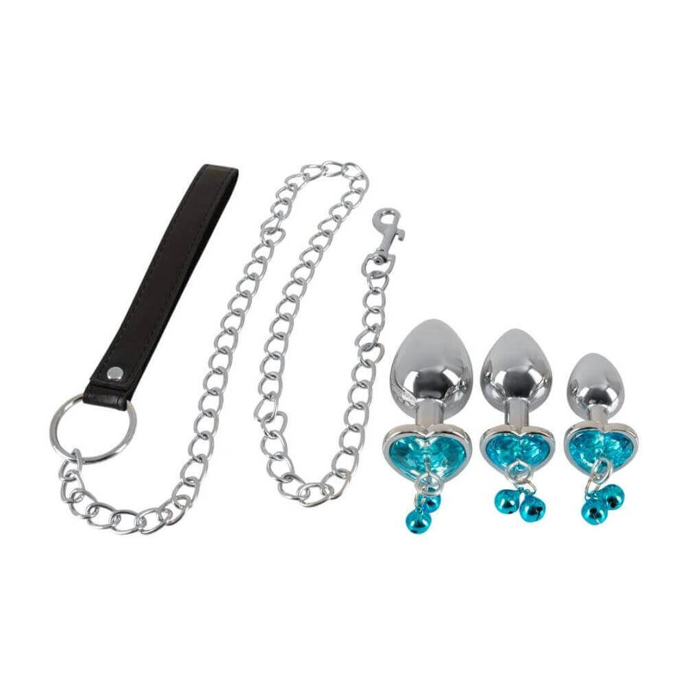 You2Toys - Butt Plug Set - Anal Plug Set with Leash (Silver)