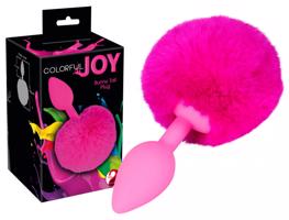 You2Toys Colorful Joy Bunny Tail Plug - anální dildo ze zajíce ocasem (pink)