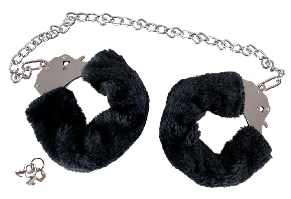 You2Toys - Plush Handcuffs with Long Chain - Black