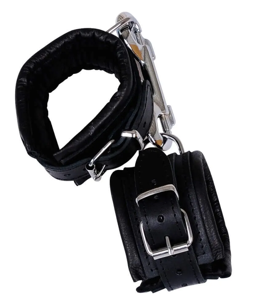 ZADO - Leather Wrist Cuffs with Carabiner (Black)